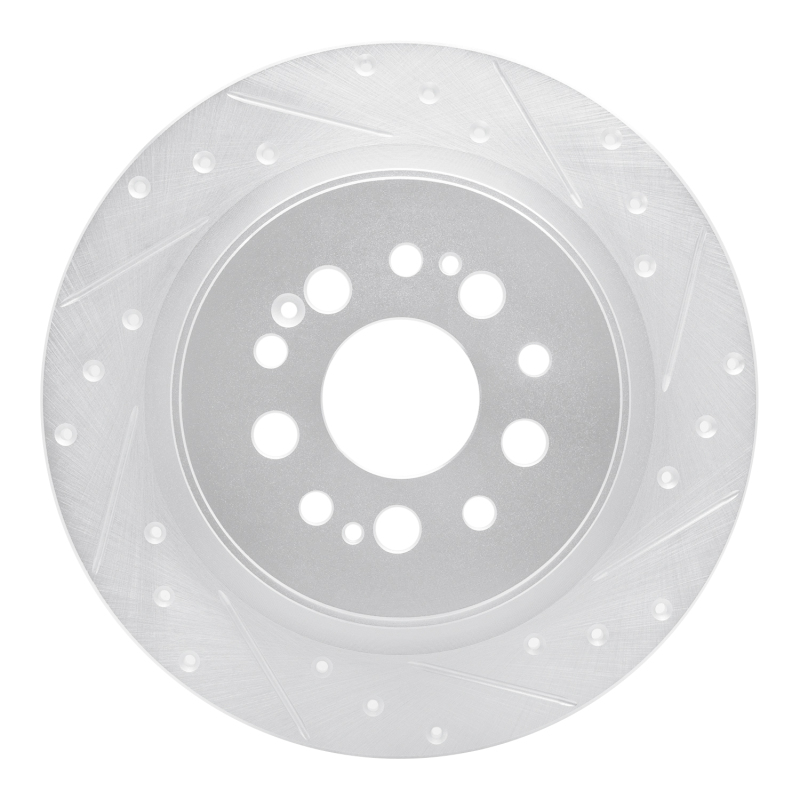 Acura RDX Brake Rotor (1) - Rear Right - R1 Concepts - Drilled & Slotted - Silver - `17-`25